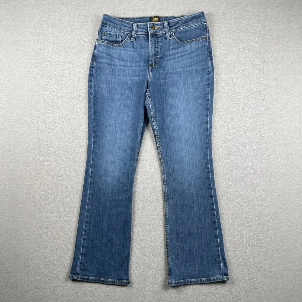 y2k LEE Jeans Womens 8s Blue Bootcut Mid Rise Medium Wash Retro 90s VTG Western